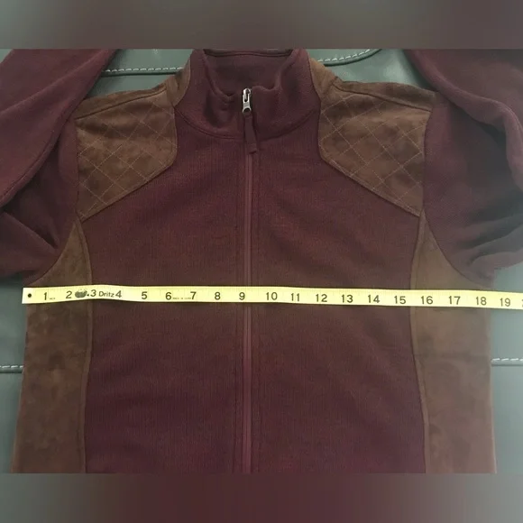 🎉Host Pick🎉New Talbots maroon/brown faux suede trim fleece soft jacket, PM - Picture 15 of 16
